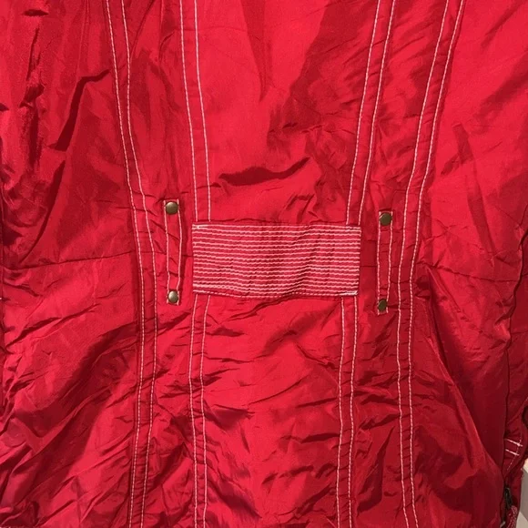 Zara Basic Women’s Red Raincoat Full Zip with Detachable Hoodie & Pockets, S